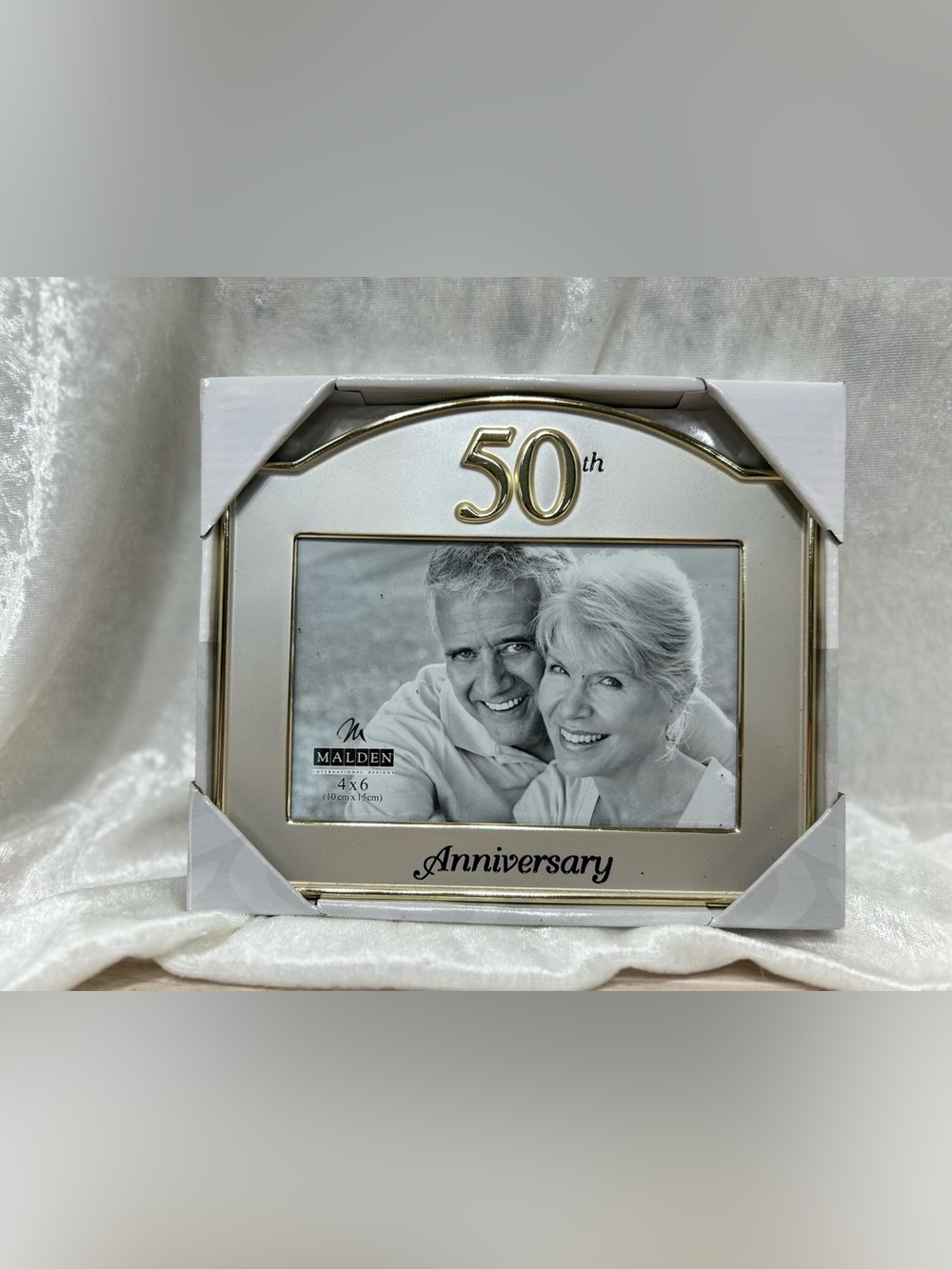 Malden 50th Anniversary 4x6 Photo Frame Silver Gold NIB